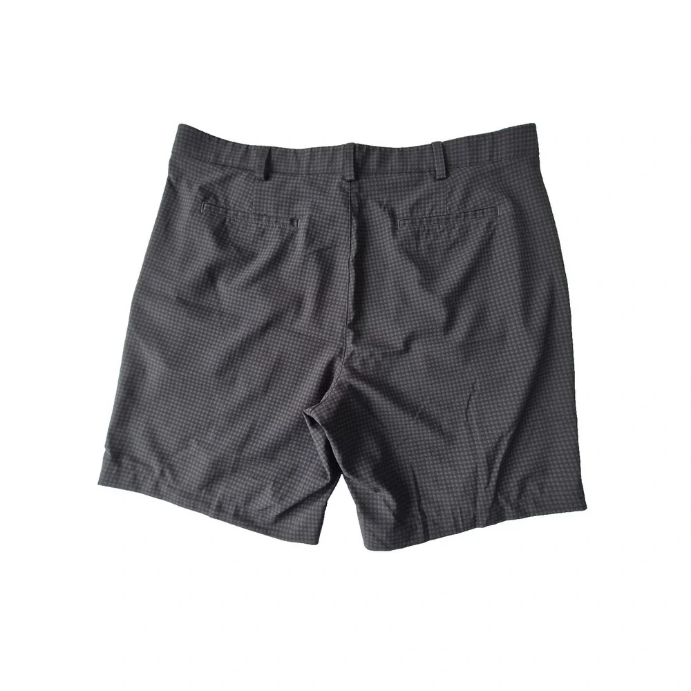 PGA Tour Golf Shorts Mens 40 Gray Check Performance Stretch Flat Front Casual